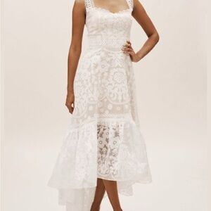 BHLDN Bronx and Banco NEW Mariana White High Low Lace Dress